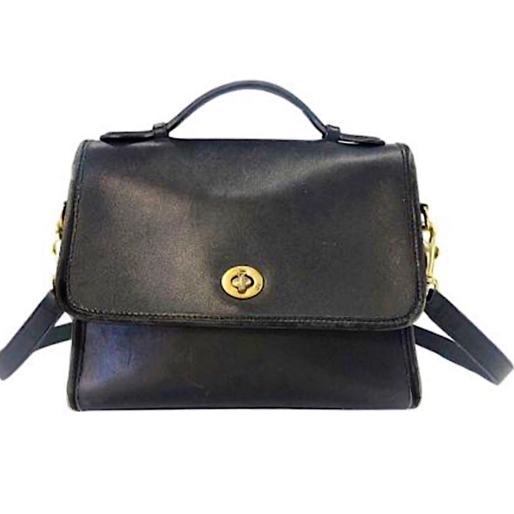 Vintage COACH COURT Black Glove Tanned Turn Lock Crossbody Shoulder Bag 9870 - Picture 17 of 17
